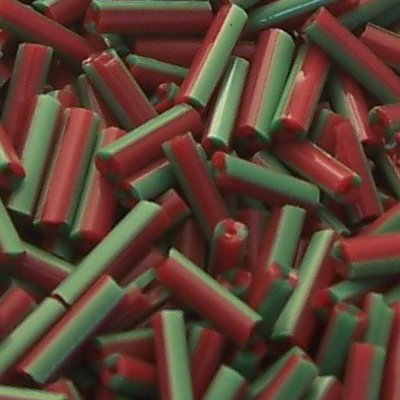 Margele de nisip bicolore 6mm tubulare, bordo-verde